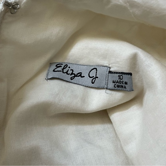 Eliza J Dress Womens 10 Ivory Lace Overlay Lined Shift Floral Summer Cap Sleeve - Picture 3 of 10